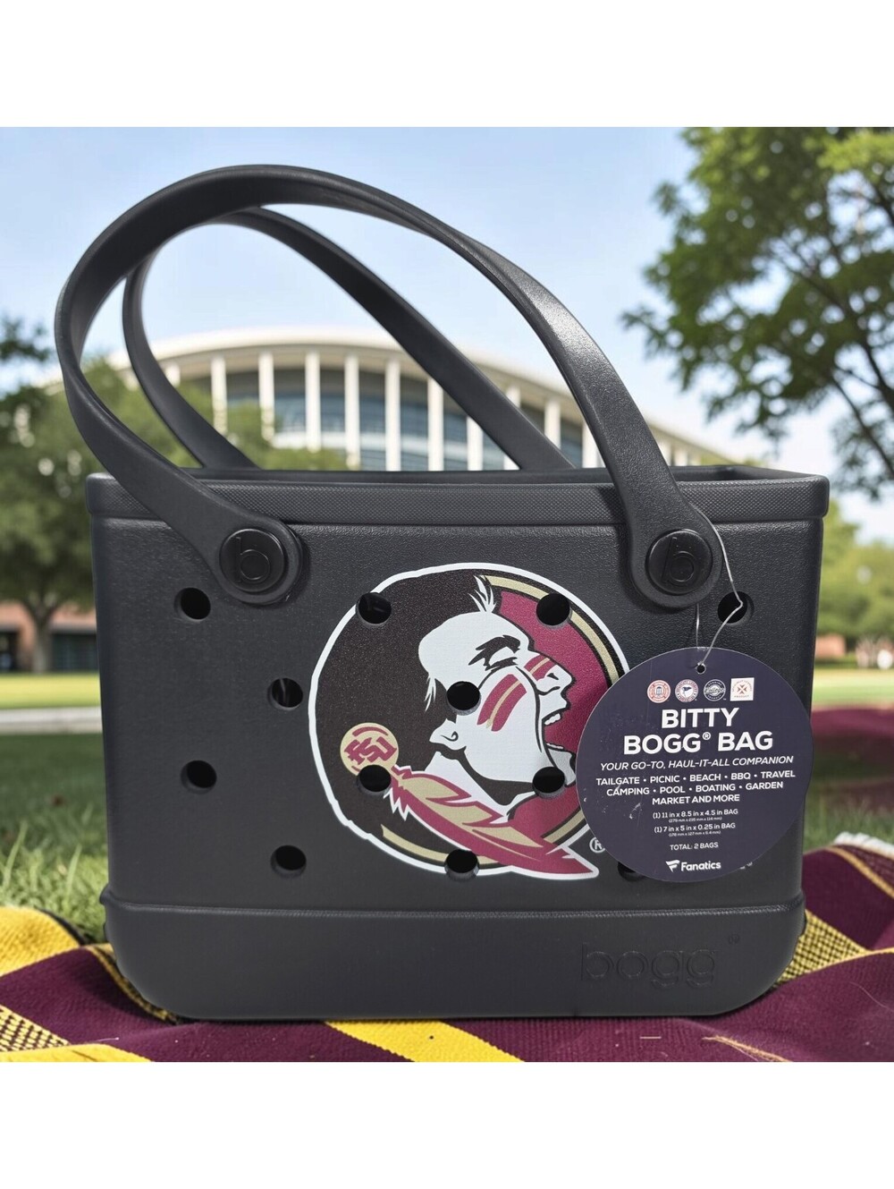 Bogg Bag Bitty Florida State Seminoles FSU Black Tote NWT Clear Pouch NCAA
